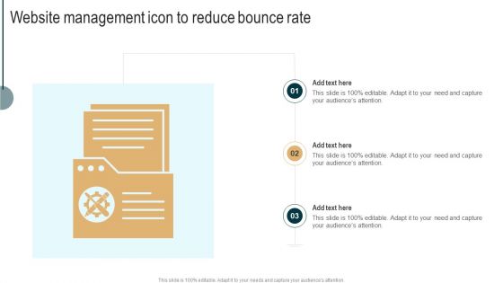 Website Management Icon To Reduce Bounce Rate Demonstration PDF
