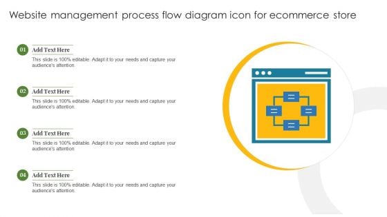 Website Management Process Flow Diagram Icon For Ecommerce Store Guidelines PDF