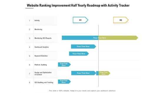 Website Ranking Improvement Half Yearly Roadmap With Activity Tracker Template