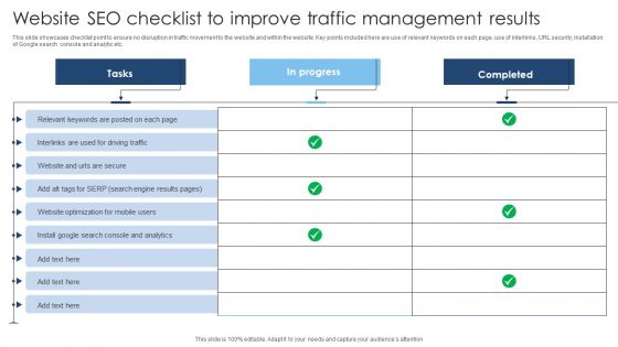Website SEO Checklist To Improve Traffic Management Results Rules PDF