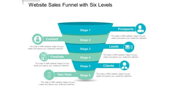 Website Sales Funnel With Six Levels Ppt PowerPoint Presentation Gallery Example