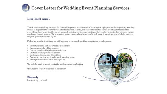 Wedding Affair Management Cover Letter For Wedding Event Planning Services Ideas PDF