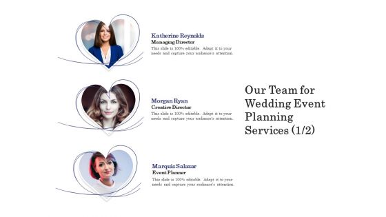 Wedding Affair Management Our Team For Event Planning Services Diagrams PDF