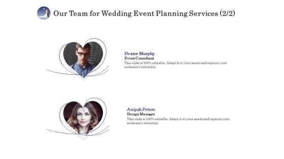 Wedding Affair Management Our Team For Wedding Event Planning Services Brochure PDF