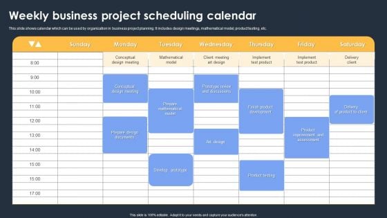 Weekly Business Project Scheduling Calendar Designs PDF Weekly Business Project Scheduling Calendar Designs PDF