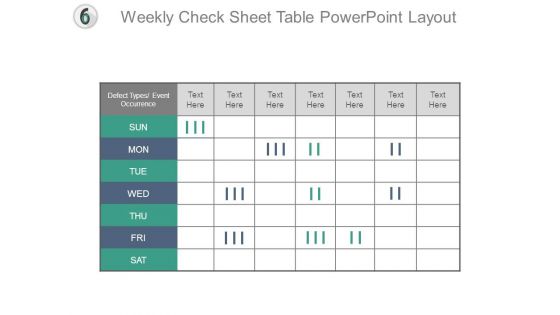 Weekly Check Sheet Table Powerpoint Layout