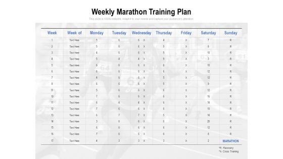 Weekly Marathon Training Plan Ppt PowerPoint Presentation Summary Vector