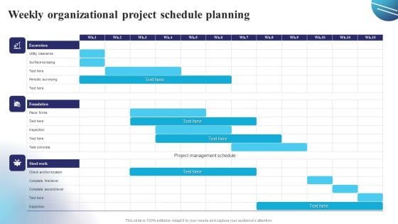 Weekly Organizational Project Schedule Planning Themes PDF