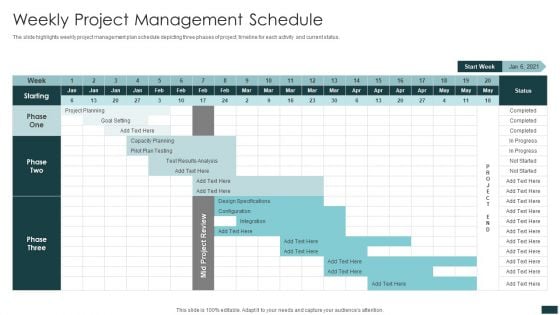 Weekly Project Management Schedule Sample PDF