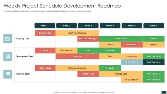 Weekly Project Schedule Development Roadmap Download PDF