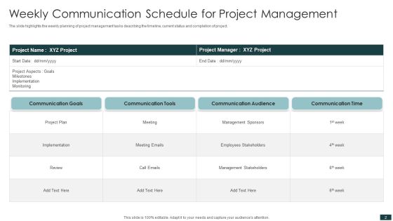 Weekly Project Schedule Ppt PowerPoint Presentation Complete With Slides Slide02