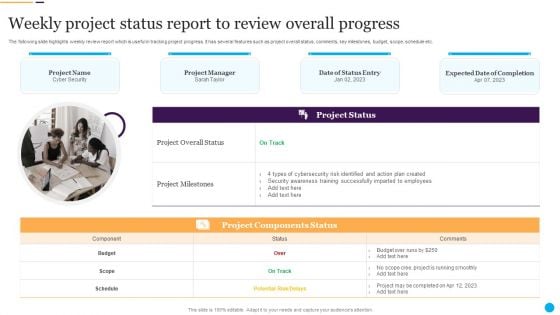 Weekly Project Status Report To Review Overall Progress Information PDF