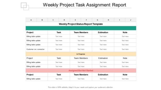Weekly Project Task Assignment Report Ppt PowerPoint Presentation Infographic Template Example