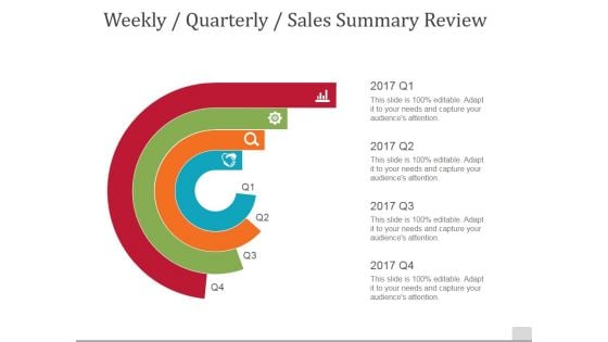 Weekly Quarterly Sales Summary Review Ppt PowerPoint Presentation Gallery Designs
