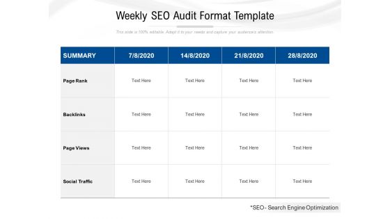 Weekly Seo Audit Format Template Ppt PowerPoint Presentation File Visual Aids