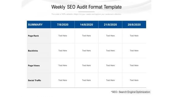 Weekly Seo Audit Format Template Ppt PowerPoint Presentation File Visual Aids