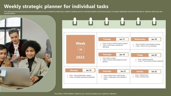 Weekly Strategic Planner For Individual Tasks Formats PDF