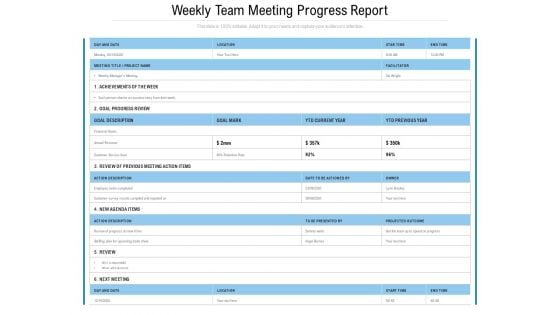 Weekly Team Meeting Progress Report Ppt PowerPoint Presentation File Picture PDF Weekly Team Meeting Progress Report Ppt PowerPoint Presentation File Picture PDF