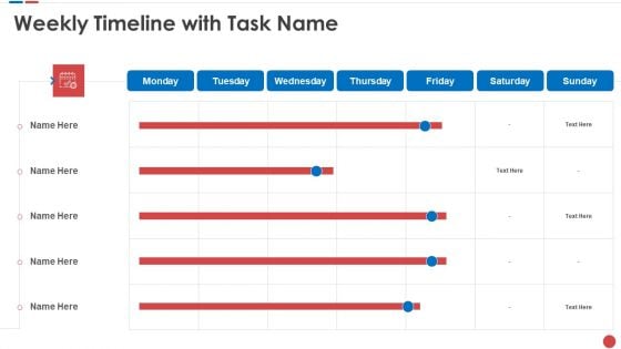 Weekly Timeline With Task Name Budgeting For Software Project IT Demonstration PDF