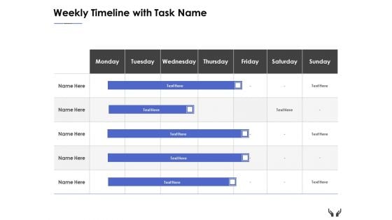 Weekly Timeline With Task Name Ppt Powerpoint Presentation Gallery Guidelines