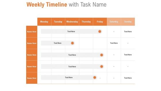 Weekly Timeline With Task Name Ppt PowerPoint Presentation Outline Portrait