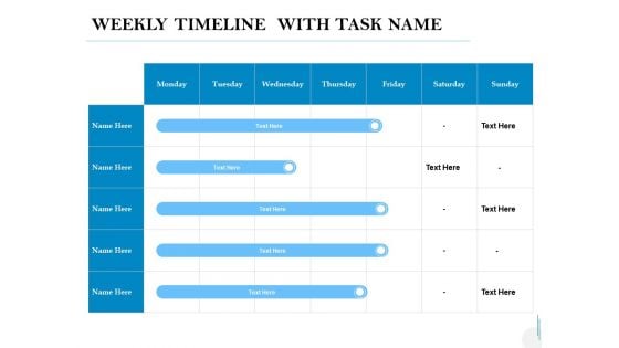 Weekly Timeline With Task Name Ppt PowerPoint Presentation Sample