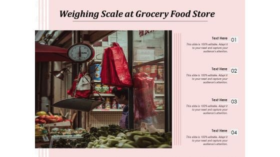 Weighing Scale At Grocery Food Store Ppt PowerPoint Presentation Visual Aids Gallery PDF