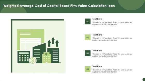 Weighted Average Cost Of Capital Based Firm Value Calculation Icon Summary PDF