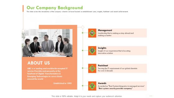Welfare Work Value Our Company Background Ppt Show Designs Download PDF