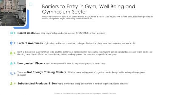 Well Being Gymnasium Sector Barriers To Entry In Gym Well Being And Gymnasium Sector Formats PDF