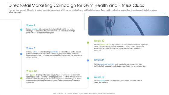 Well Being Gymnasium Sector Direct Mail Marketing Campaign For Gym Health And Fitness Clubs Elements PDF