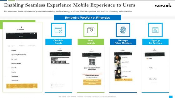 Wework Capital Financing Elevator Enabling Seamless Experience Mobile Experience To Users Download PDF