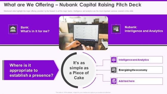What Are We Offering Nubank Capital Raising Pitch Deck Ppt Ideas Design Ideas PDF What Are We Offering Nubank Capital Raising Pitch Deck Ppt Ideas Design Ideas PDF
