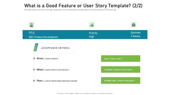 What Is A Good Feature Or User Story Template Diagrams PDF