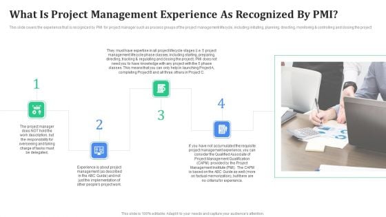 What Is Project Management Experience As Recognized By PMI Background PDF