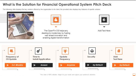 What Is The Solution For Financial Operational System Pitch Deck Ppt Slides Guidelines PDF