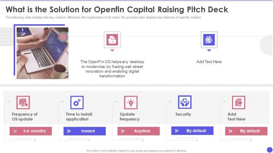 What Is The Solution For Openfin Capital Raising Pitch Deck Ppt Gallery Slide PDF