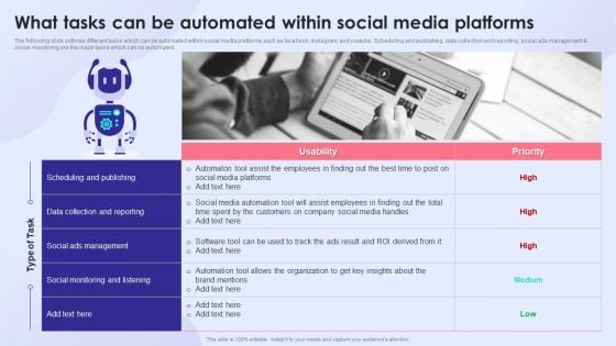 What Tasks Can Be Automated Within Social Media Platforms Brochure PDF