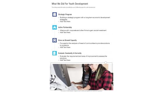 What We Did For Youth Development One Pager Documents