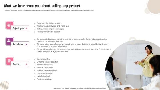 What We Hear From You About Selling App Project Ppt Themes PDF