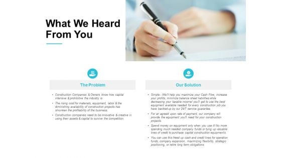 What We Heard From You Ppt PowerPoint Presentation Slide Download
