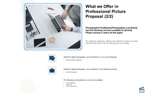 What We Offer In Professional Picture Proposal Post Ppt Outline Clipart PDF