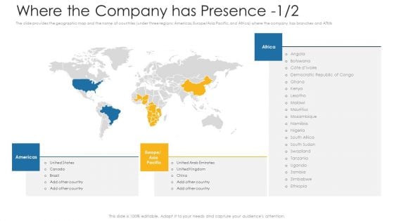 Where The Company Has Presence Ppt Introduction PDF