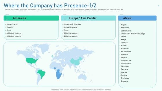 Where The Company Has Presence Ppt Show Slides PDF