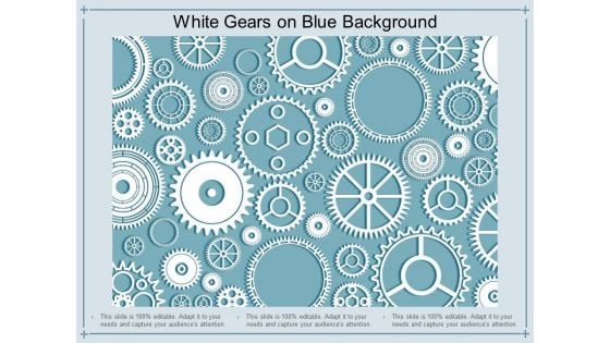 White Gears On Blue Background Ppt PowerPoint Presentation Gallery Maker