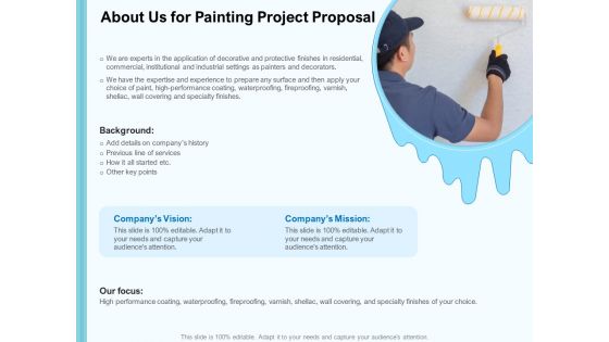 Whitewash Service About Us For Painting Project Proposal Ppt Styles Deck PDF