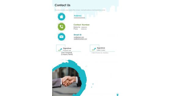 Whitewash Services Proposal Contact Us One Pager Sample Example Document