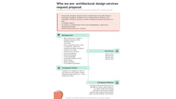 Who We Are Architectural Design Services Request Proposal One Pager Sample Example Document Who We Are Architectural Design Services Request Proposal One Pager Sample Example Document
