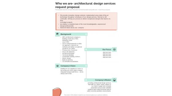 Who We Are Architectural Design Services Request Proposal One Pager Sample Example Document