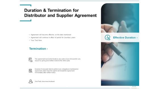 Wholeseller And Trader Contract Proposal Duration And Termination For Distributor And Supplier Agreement Mockup PDF